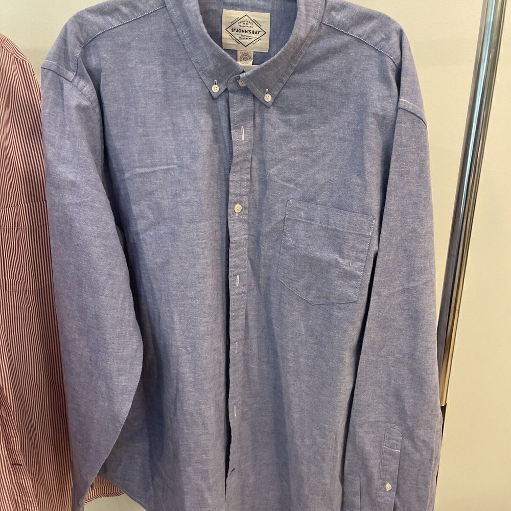 St. John's Bay Mens XXL Legacy Oxford  Slim Fit Blue Button Up Long Sleeve